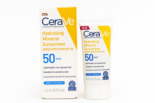 CeraVe Hydrating Mineral Sunscreen SPF 50 – Mineral Hydration & Protection