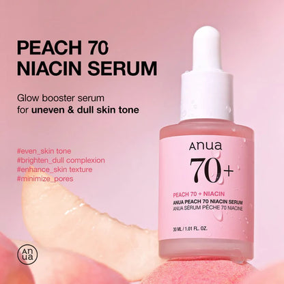 Anua Peach 70 + Niacin Serum 30 ml – Brightening Korean Serum with 70% Peach Extract & 5% Niacinamide